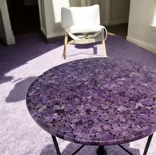 48" Atemberaubende Amethyst Couchtischplatte Handgefertigt Kristall Heilung Eingang Tisch - Bild 4 von 8
