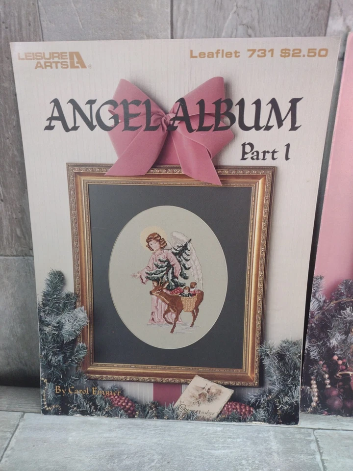 VTG Cross Stitch Pattern Booklet Angel Album Part 1 & 2 Carol Emmer Leisure Arts - Image 2 of 4