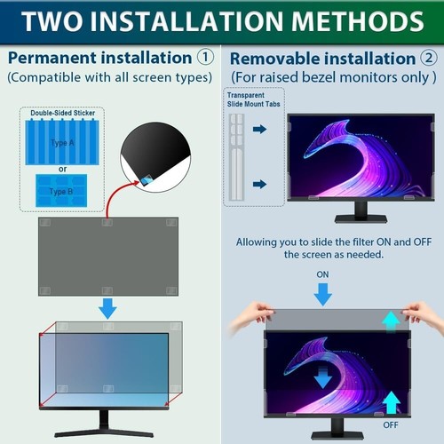 143) 23 Inch Computer Privacy Screen Filter Removable Anti Glare 16:9 Ratio - Photo 7/9