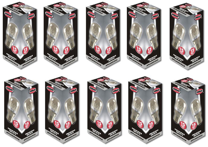 10x Eveready Fridge Appliance Lamp Bulb 15W 240V SES Base (E14)