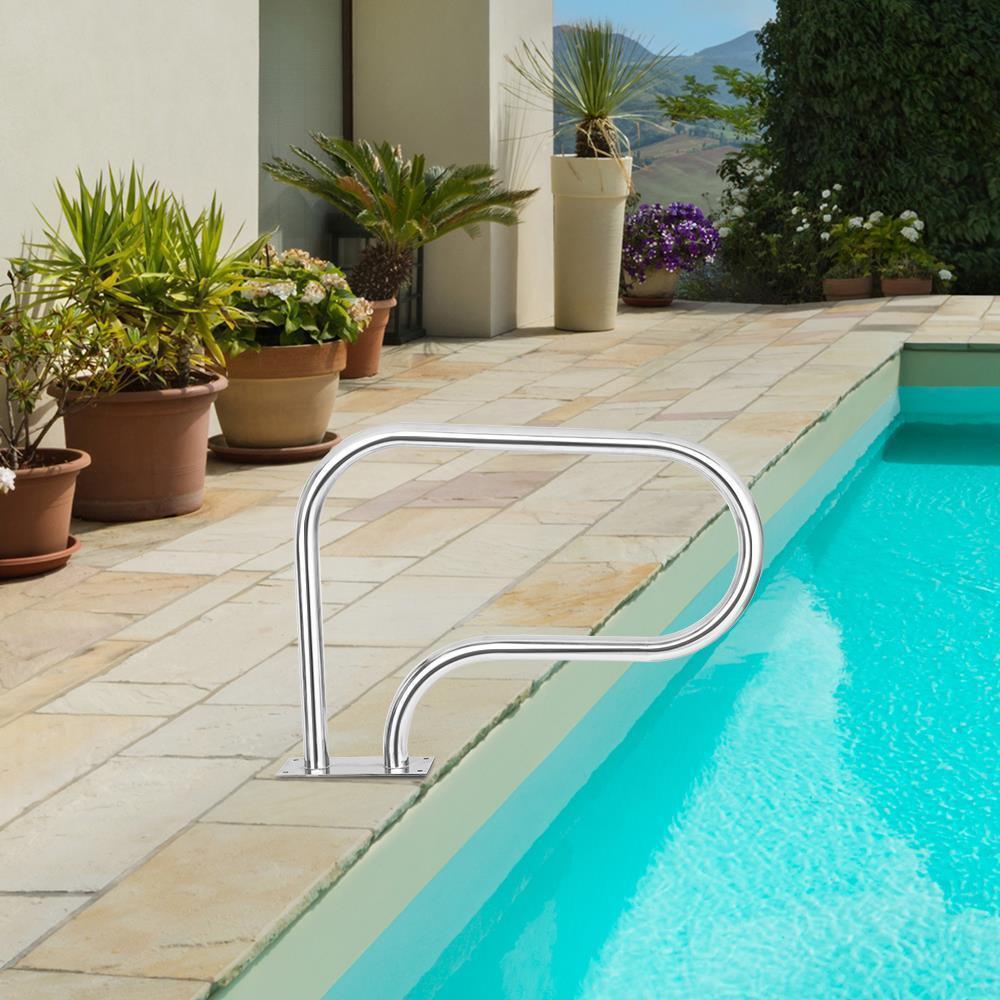 Swimming Pool Handrail Stainless Steel Hand Rail Rust-Resistant with Base Plate