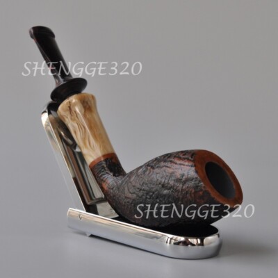 Briar Wooden Tobacco Pipe Apple Style Egg Shape Carved Surface Cumberland Stem