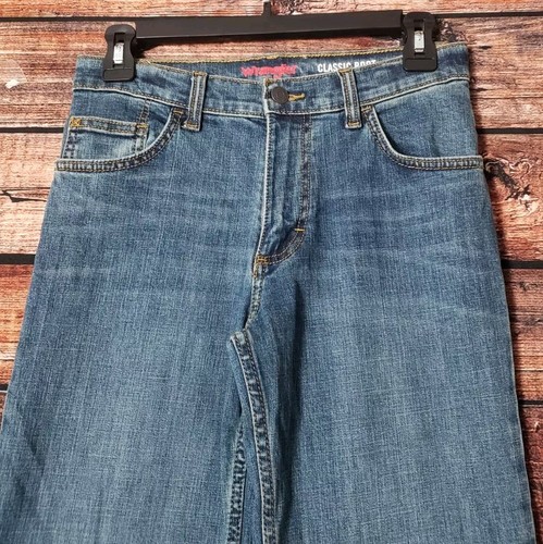 Wrangler Jeans Size 14 Teen Boys Five Star Boot Cut Slim Adjustable Waist Blue - Picture 3 of 10
