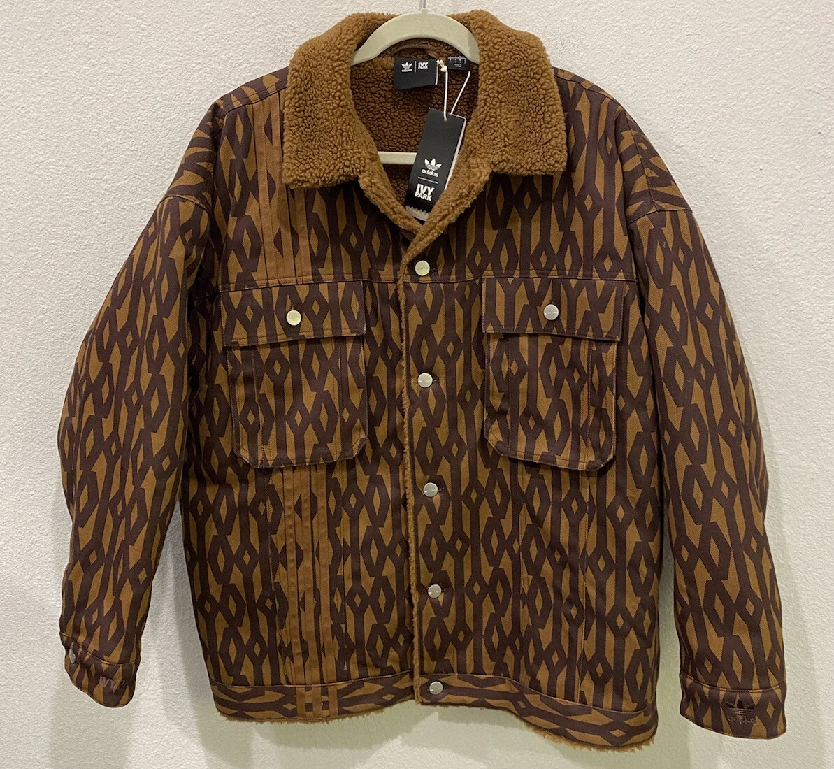 IVY PARK x ADIDAS DENIM MONOGRAM BROWN JACKET WILD BROWN - SIZE S Small