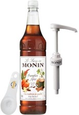 Monin Pumpkin Spice Syrup 1L with Pump & Scoop Festive Autumn Coffee Flavour