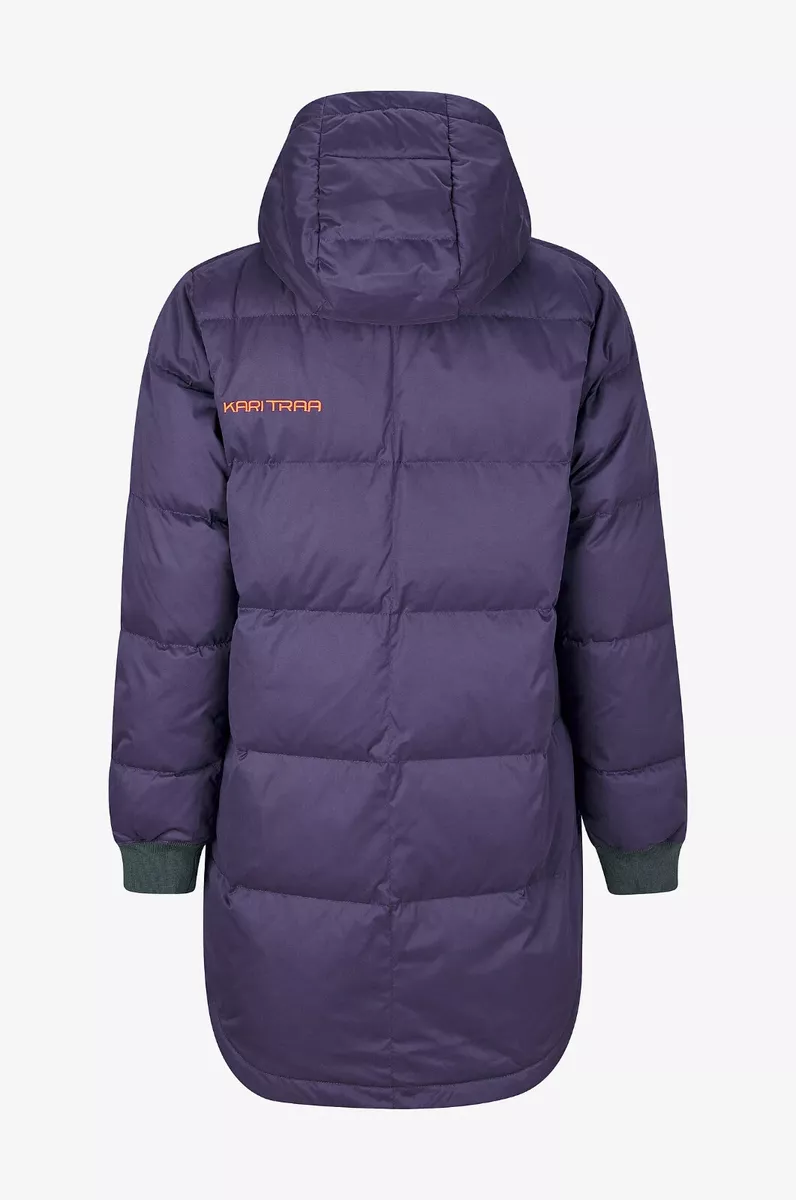Kari Traa Seim Parka Insulated Down Puffer Jacket Long Coat Parka Purple Size L