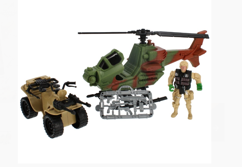 Big Playset Military Army Combat Helicopter Soldier Quad Military Toy Big Pieces