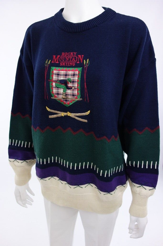 ST JOHNS BAY Blue/Green ROCKY MOUNTAIN SKI SWEATER Snowboard Men's M 38-40 - Picture 3 of 6