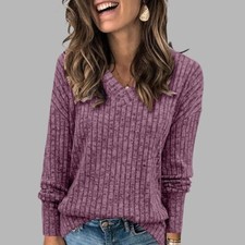 Ladies Jumper Tops Knitted Sweater Womens Long Sleeve Winter Warm Solid Pullover
