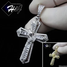 925 STERLING SILVER BLING CZ GOLD PLATED/SILVER 3D PRAY HAND CROSS PENDANT*SP357