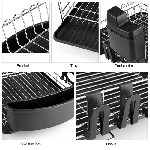 Disk Drying Rack Air Dryer Stainless Steel Frame Cultery Dishes Holder Drainer - Picture 5 of 12