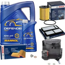BOSCH Inspektionspaket 6 L MANNOL Defender 10W-40 für Mazda 3 BK 1.6 Di Turbo