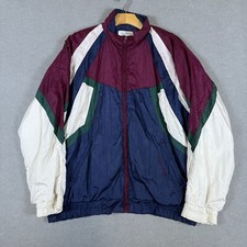 Vintage Oleg Cassini Men's Track Jacket Lined Blue Maroon Retro Jacket Size M