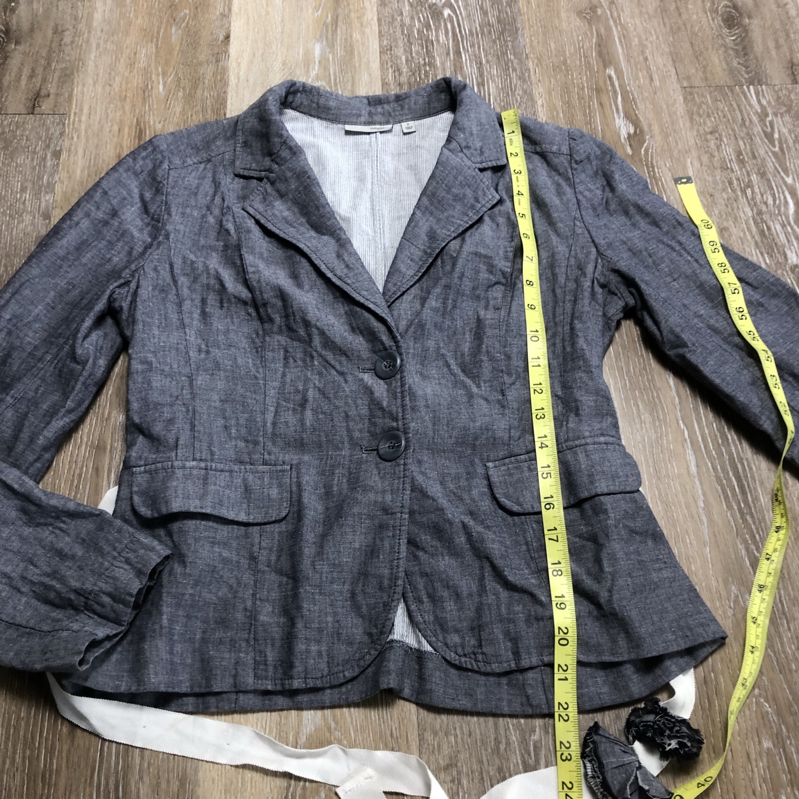 HALOGEN Button Front Blue Blazer Jacket w/ Belt W… - image 9