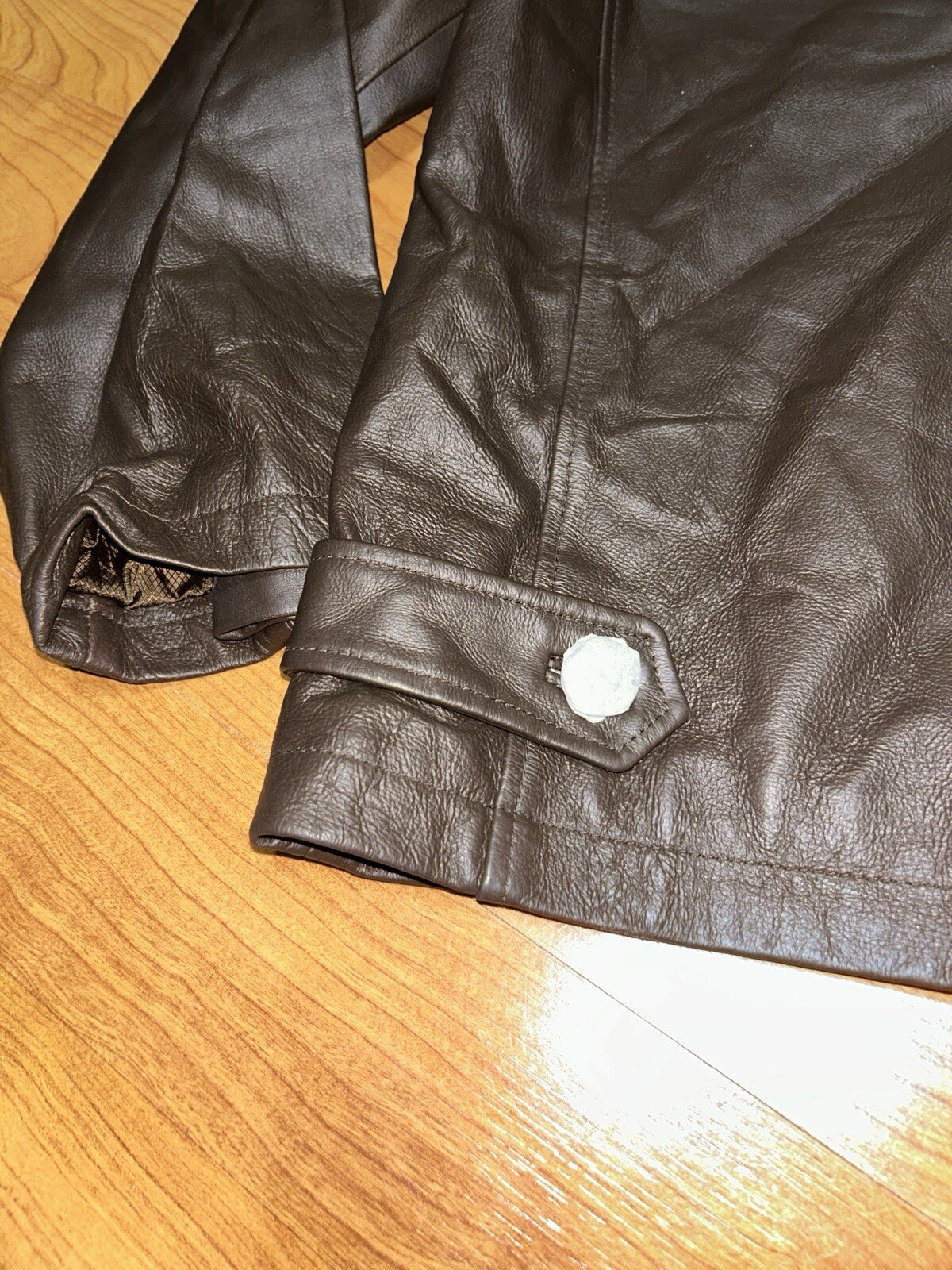 Mac Tools Brown Leather Jacket Medium Patch Rare … - image 4