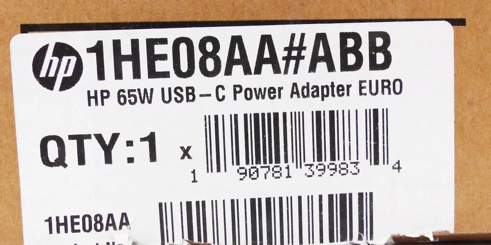 HP Hewlett Packard 1HE08AA # ABB 65W USB-C Power Adapter EURO -unused/OVP- - Bild 3 von 4