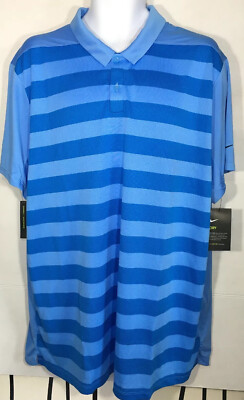 New Nike Golf DRY Men s SZ XXL Striped Polo Shirt Dri-Fit AR2581 412 Blue