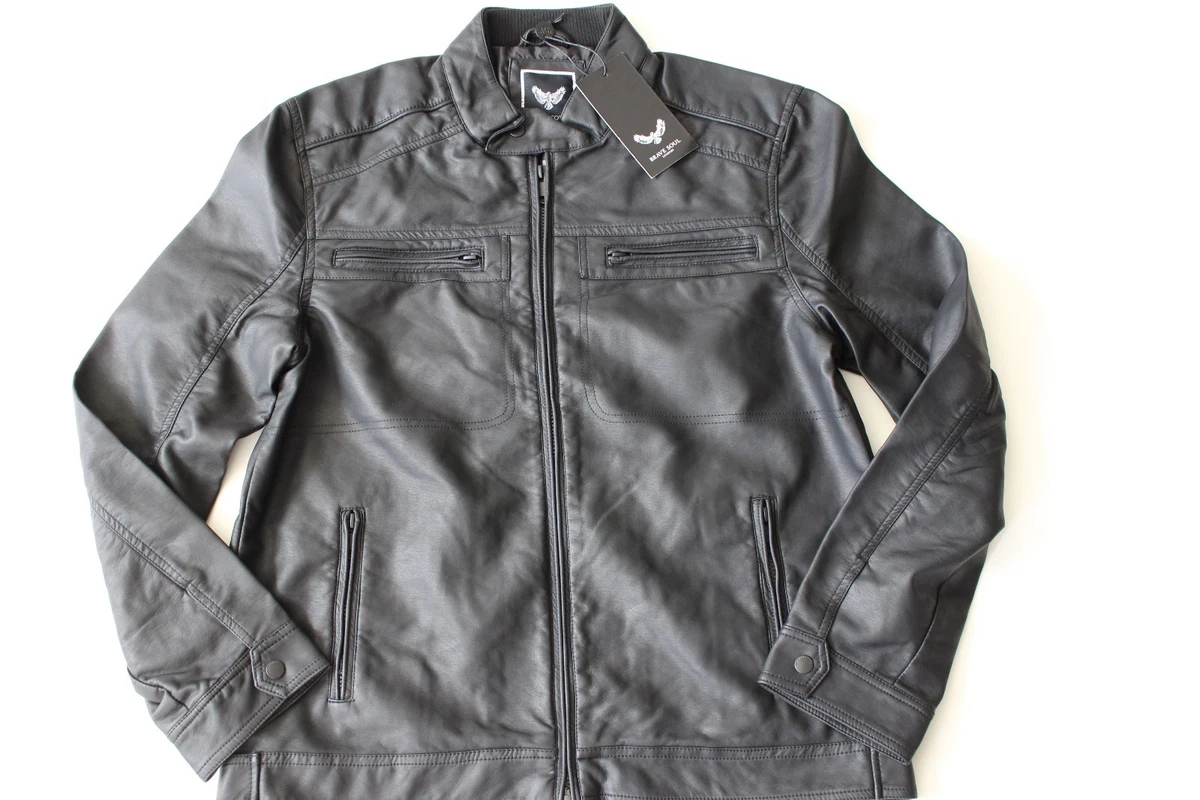 Grandad collar leather hot sale jacket