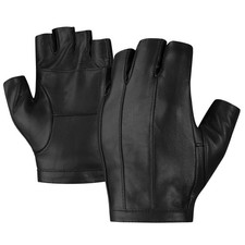Driving Gloves For Men,Unlined Fingerless Half Finger Leather Large Black