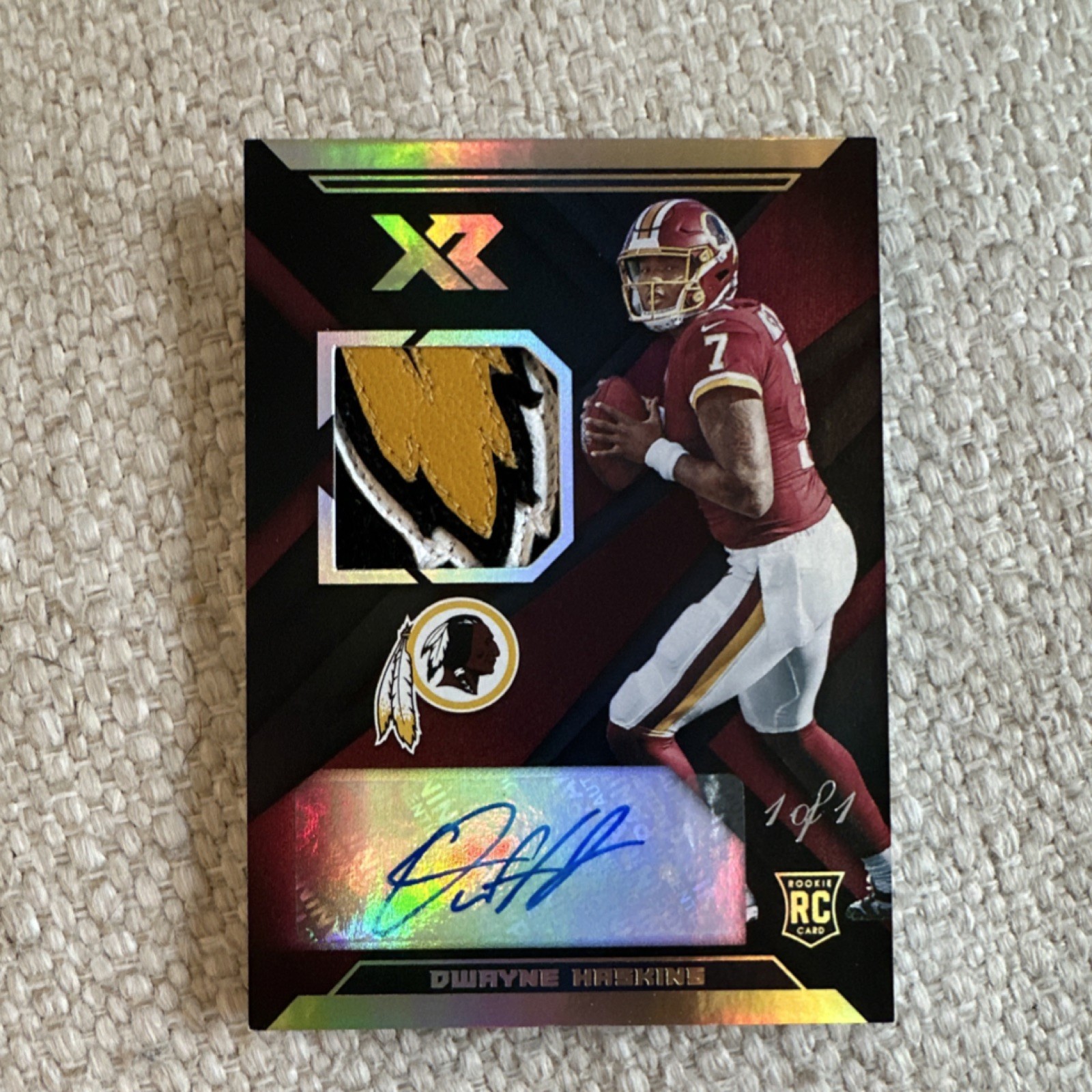 Dwayne Haskins Panini XR Rookie Swatch Autographs #RSA3 Red