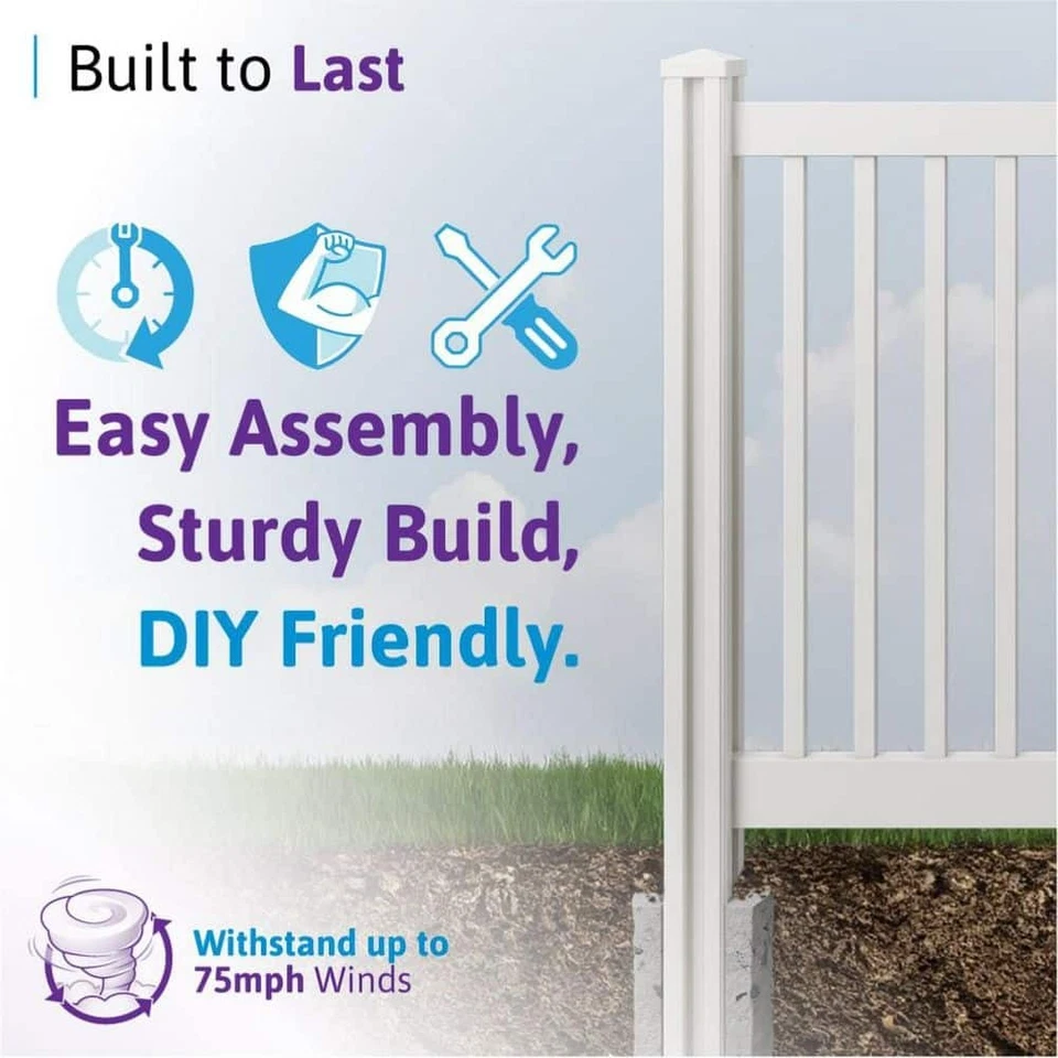 WamBam 6'x4.5"x4.5" poste de valla 4 vías vinilo ranurado cuadrado con tapa/tapa blanco Foto 4 de 4
