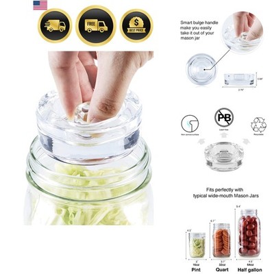 Fermentation Glass Weights 4 Pack with Handle for Mason Jars - Food Safe