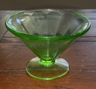 Vintage Green Vaseline Uranium Depression Glass Sherbet/Dessert Dish