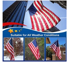 American Flags 3x5' Outdoor American Flag Heavy Duty Embroidered American Flag .
