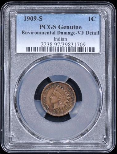 1909-S Indian Head 1c Penny PCGS VF Details