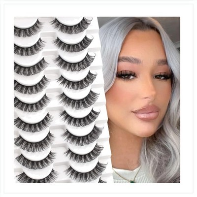 Falsche Wimpern 3D Cat Eye D Curl 10 Paar Wiederverwendbar Volumen Handgemacht