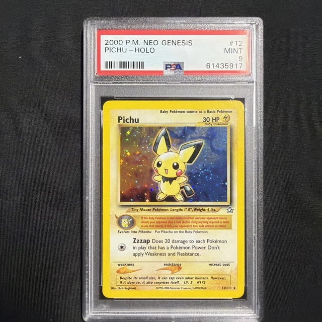 2000 POKEMON NEO GENESIS #12 PICHU-HOLO PSA 9 SWIRL
