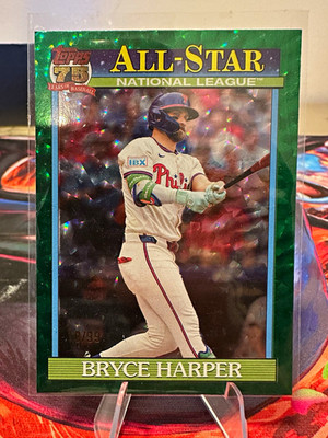 Topps 2024 Topps Bryce Harper All-Star Insert #91AS-7 Phillies Green Foil 18/99