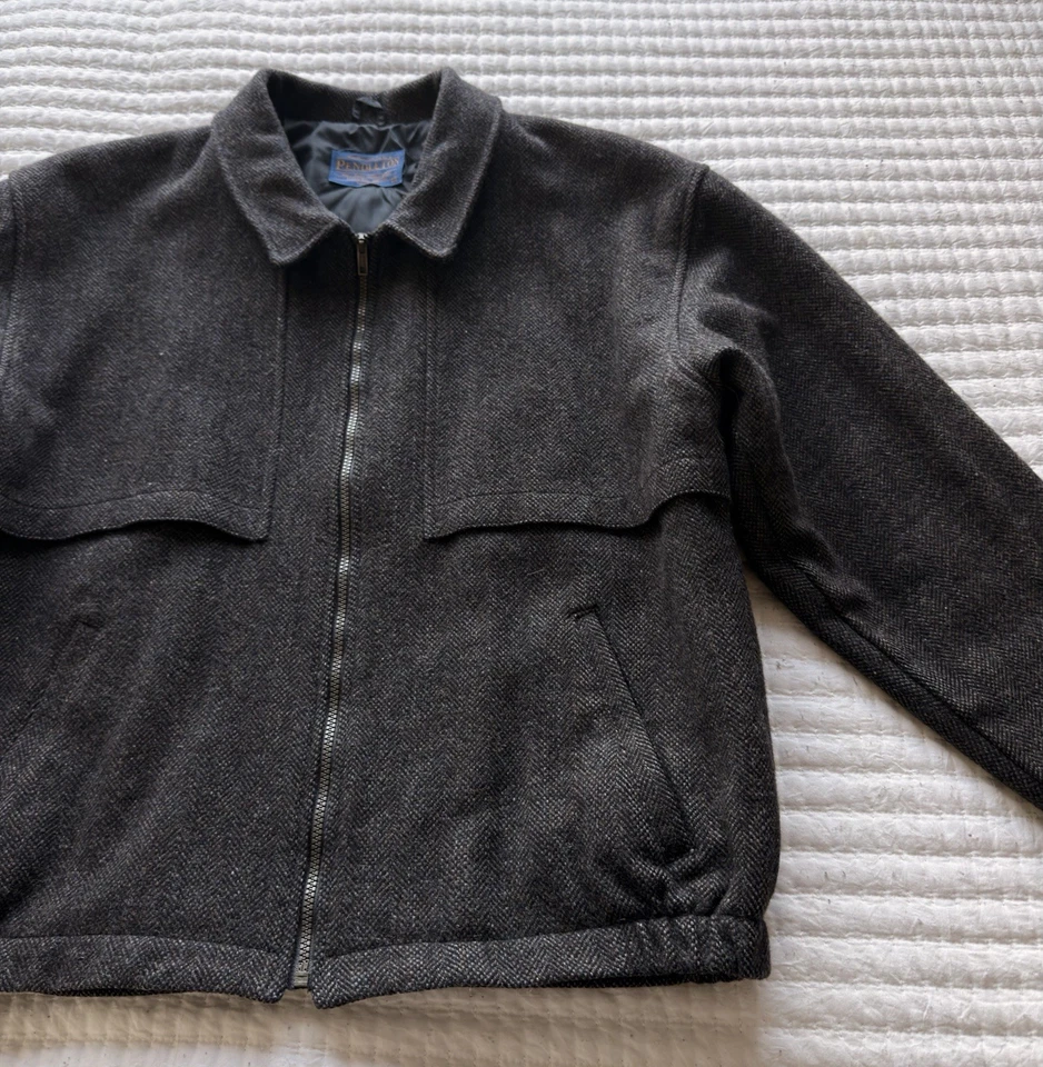 Pendleton Jacket Mens Medium Wool Cape Coat Dark Brown Full Zip USA - Image 3 of 4