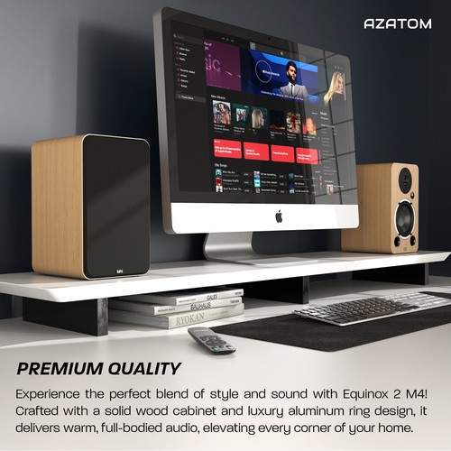 Bookshelf Speaker with Bluetooth, HDMI, Optical, RCA - AZATOM Equinox 2 M4 Oak - Picture 4 of 9