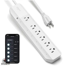 Wi-Fi Enabled Surge Protector with 6 Outlets - Voice Control & Energy Monitoring
