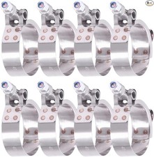 8pcs Stainless Steel T-bolt Clamps With Rounded Band Edges Heavy Duty 41-46mm