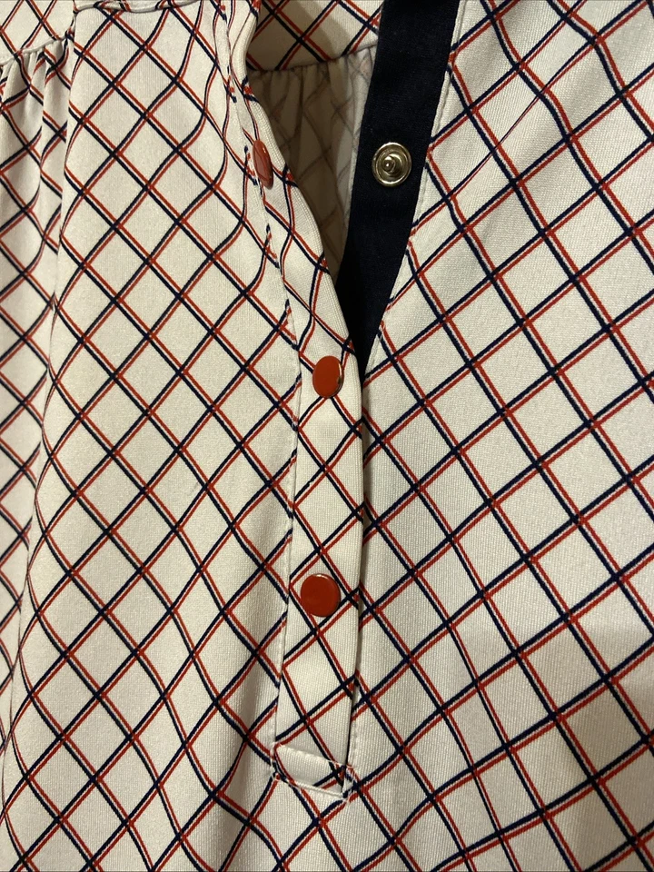 Manga Corta Rojo y Azul Golf Mujer Botones a Presión Talla Grande Pickleball Foto 4 de 4