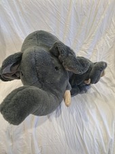 FAO Schwarz 5th Avenue 26" Gray Elephant Family Plush Mom w/Attached Baby 14