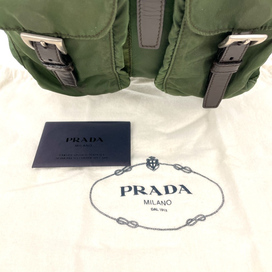 PRADA Tessuto Nylon Backpack Khaki Triangle Logo Ladies Men s from japan thumbnail 3
