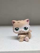 LPS Littlest Pet Shop 2004 Persian Cat 129 Tan Green Eyes Authentic Red Magnet