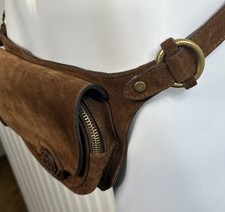 Massimo Dutti Brown Suade Leather Saddle Fann...