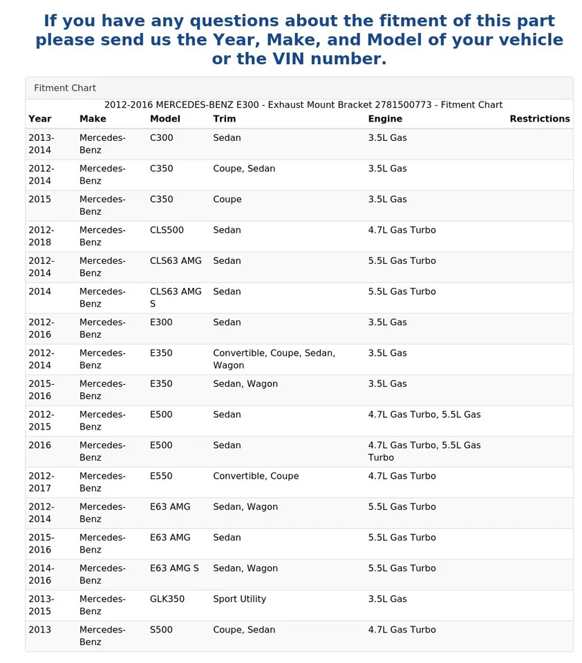 Mercedes-Benz E300 2012-2016 - Soporte de montaje de escape 2781500773 Foto 4 de 4