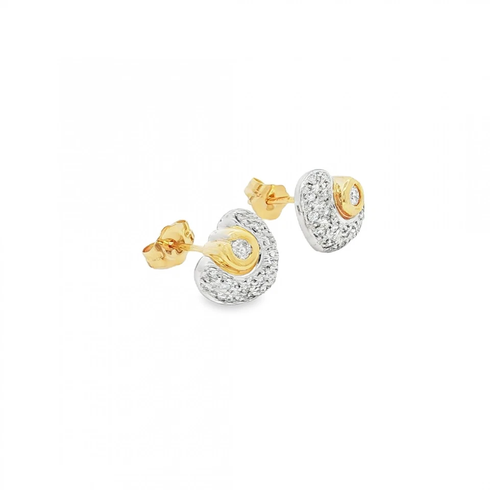 Tachuelas de corazón de diamantes de oro amarillo y blanco de 9 quilates - 10x8 mm - 0,33 quilates Foto 2 de 4