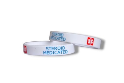 2x STEROID Medizinisches Warnarmband Silikonarmband Notfall Erste Hilfe