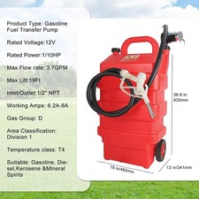 Fuel Caddy 16 Gallon Portable Fuel Tank 12V DC Electric Transfer Pump 3.7GPM