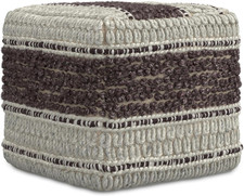 Grady 18" Wide Square Pouf in Magenta/Natural Handloom Woven