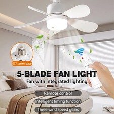 Modern Ceiling Fan With LED Light  Control Lighting Bedroom Living  E27