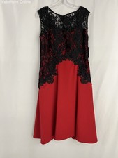 Melrose Red Black Sheer Contrast Lace Cocktail Dress Women's Size 6 NWT