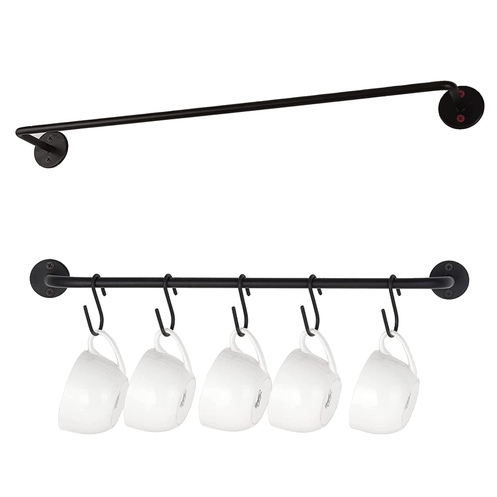 Cup Rack Rod With 5 Removable Hooks Organizer