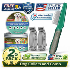 2-Pack Dog Flea Tick Collar with Comb Waterproof 8 Months Protection